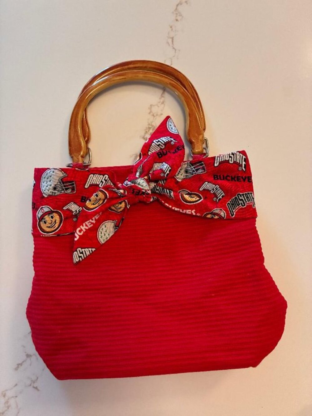 The Ohio State Buckeyes Brutus Handmade Fabric Handbag Red Game Day Purse